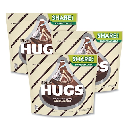 Hersheys HUGS Candy, Milk Chocolate with White Creme, 1.6 oz Bag, PK3 11032